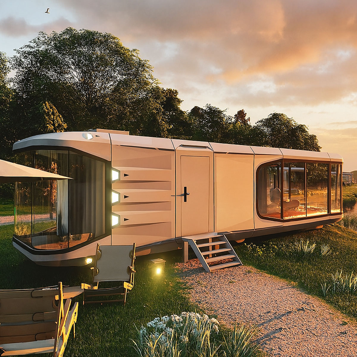 Das klimatisierte mobile Modulhaus Air Essence™ Nest N2, eine Wohnkapsel mit zwei Betten und einem Badezimmer auf einer Fläche von 38 m² – Bild 7