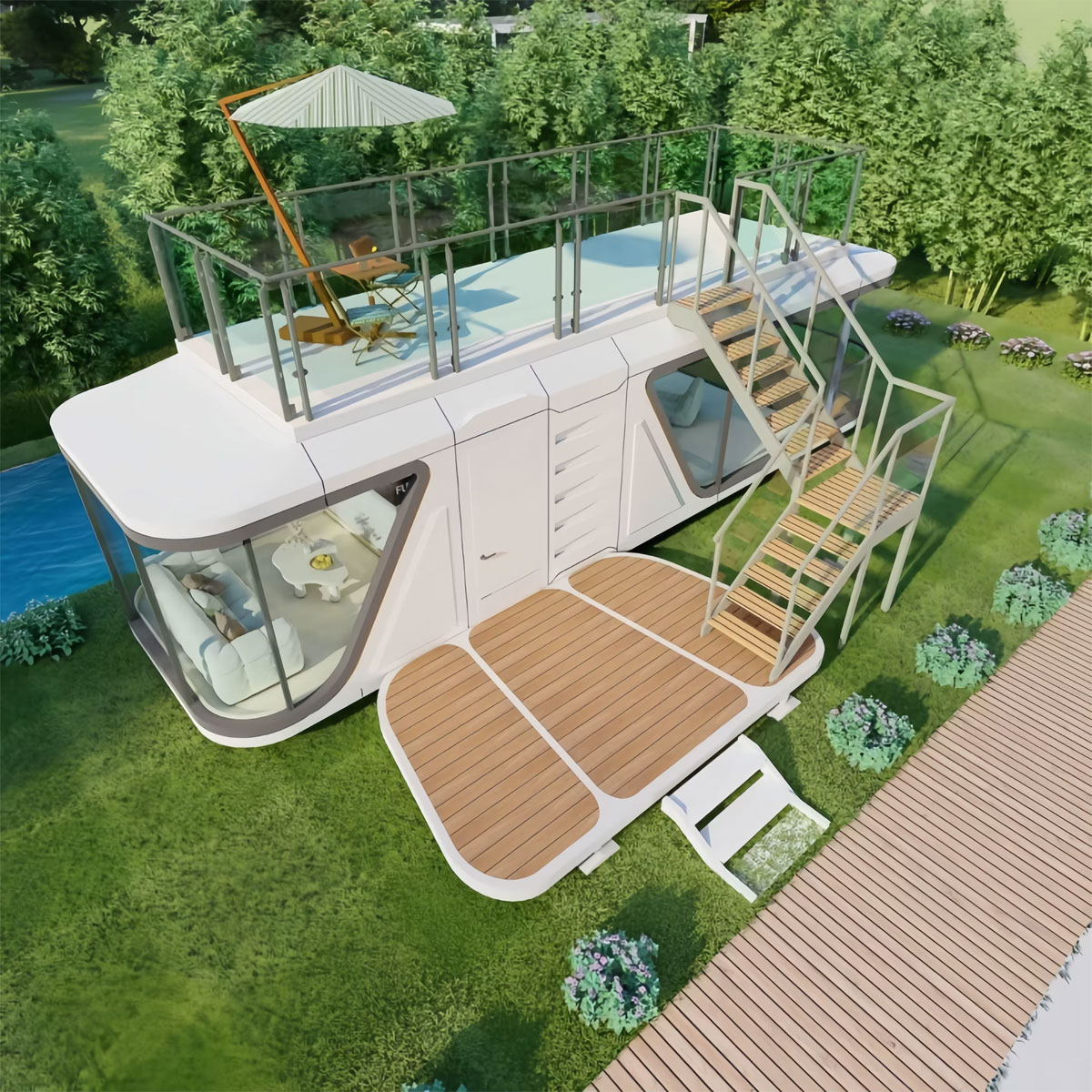 Das klimatisierte mobile Modulhaus Air Essence™ Nest N2, eine Wohnkapsel mit zwei Betten und einem Badezimmer auf einer Fläche von 38 m² – Bild 6